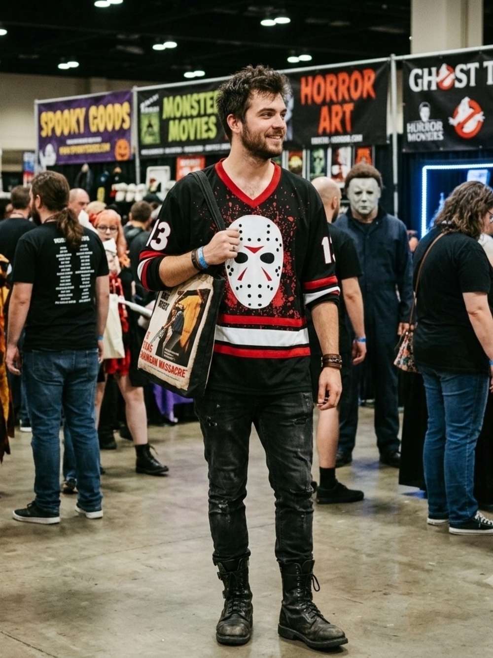 Friday The 13th Jason Vorhees Black & Red Hockey Mask Jersey Size 2X